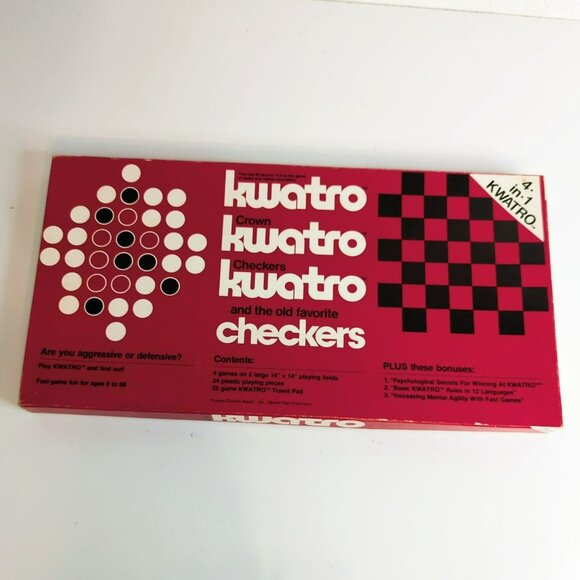 Vintage 4 In 1 Kwatro Checkers Loren Dunton Complete 1978 Board Game - Picture 2 of 8